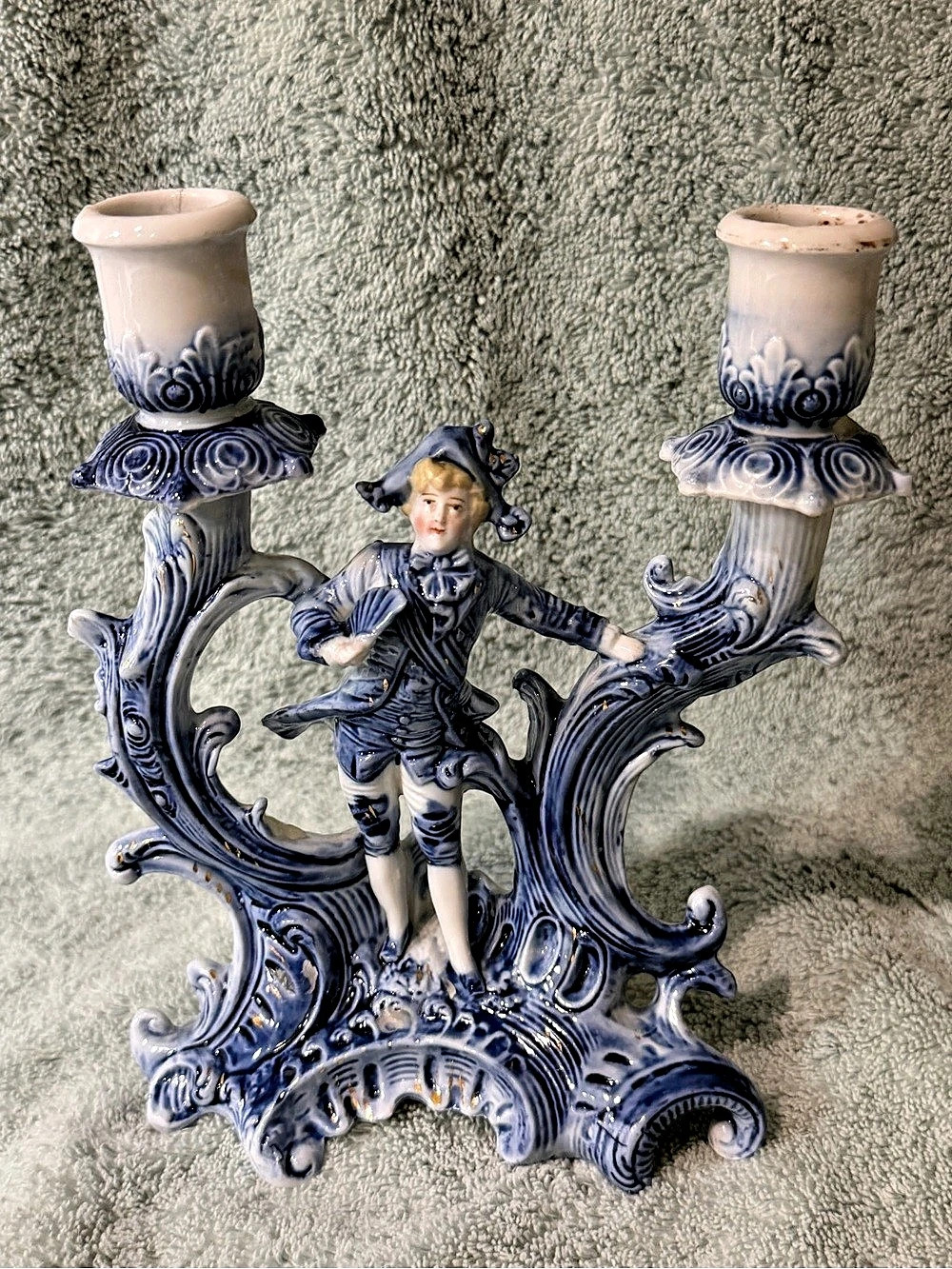 German Porcelain Pottery Double Candle Holder/Stick